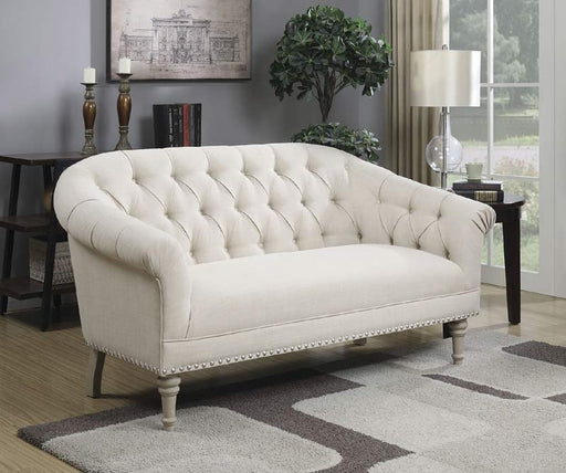 Coaster Furniture - Oatmeal Linen-Like Fabric Loveseat - 902498 - GreatFurnitureDeal