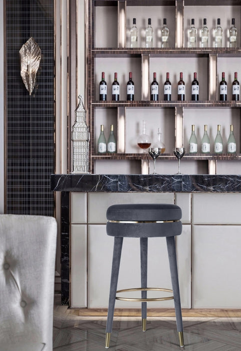 Meridian Furniture - Coral Velvet Swivel Bar Stool in Grey - 702Grey-C