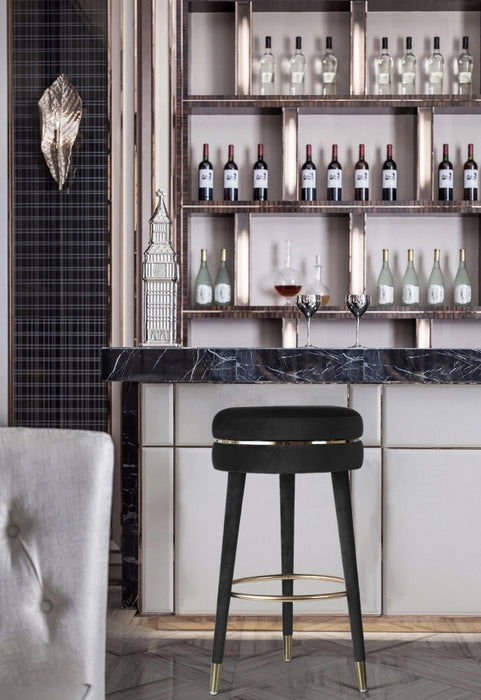 Meridian Furniture - Coral Velvet Swivel Bar Stool in Black - 702Black-C