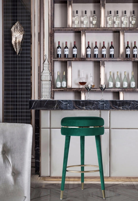 Meridian Furniture - Coral Velvet Swivel Bar Stool in Green - 702Green-C