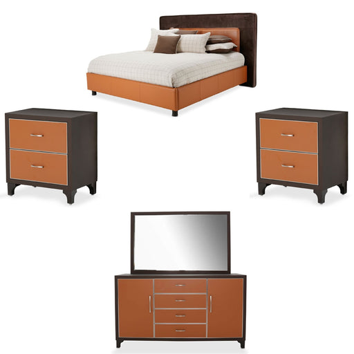 AICO Furniture - 21 Cosmopolitan 5 Piece California King Upholstered Tufted Bedroom Set - 9029000CKT-812-5SET