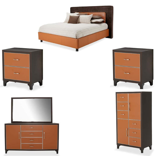 AICO Furniture - 21 Cosmopolitan 6 Piece California King Upholstered Tufted Bedroom Set - 9029000CKT-812-6SET - GreatFurnitureDeal