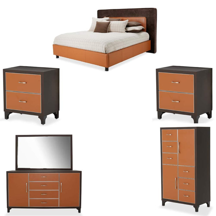 AICO Furniture - 21 Cosmopolitan 6 Piece Queen Upholstered Tufted Bedroom Set - 9029000QNT-812-6SET
