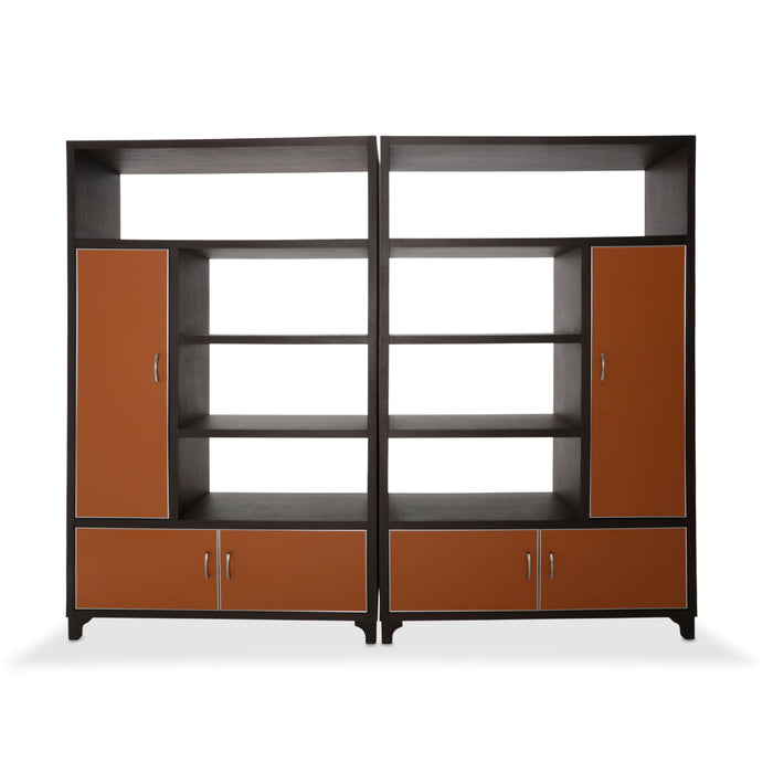 AICO Furniture - 21 Cosmopolitan 2 Piece Bookcase Unit in Orange-Umber - 9029098-812