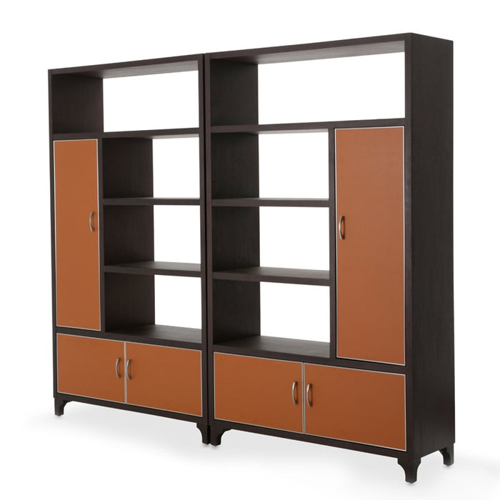 AICO Furniture - 21 Cosmopolitan 2 Piece Bookcase Unit in Orange/Umber - 9029098-812