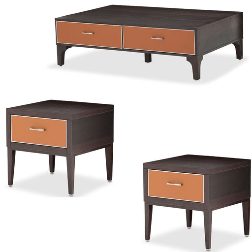 AICO Furniture - 21 Cosmopolitan 3 Piece Rectangular Occasional Set in Orange-Umber - 9029301-302-812 - GreatFurnitureDeal