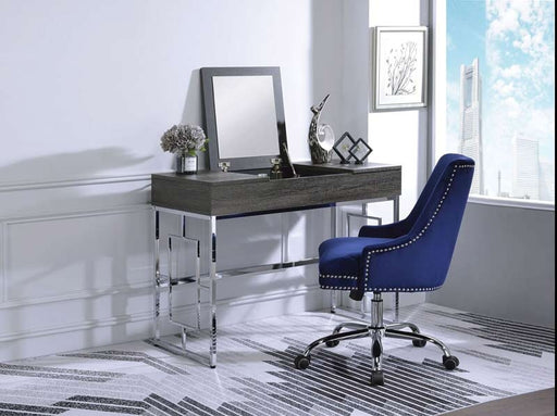 Acme Furniture - Saffron Black Oak & Chrome Vanity Desk - 90317 - GreatFurnitureDeal