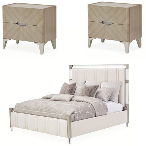 AICO Furniture - Penthouse 3 Piece Eastern King Panel Bedroom Set in Ash Gray - 9033000EK3-130-3SET - GreatFurnitureDeal