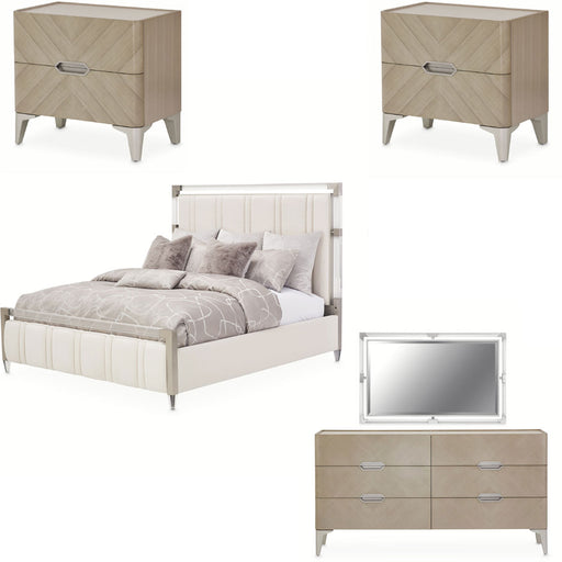 AICO Furniture - Penthouse 5 Piece California King Panel Bedroom Set in Ash Gray - 9033000CK3-130-5SET - GreatFurnitureDeal