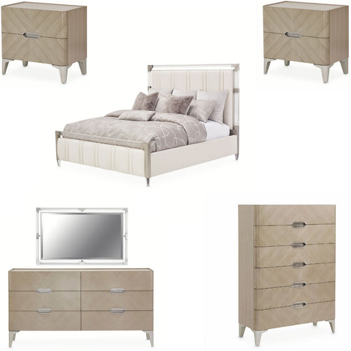 AICO Furniture - Penthouse 6 Piece Eastern King Panel Bedroom Set in Ash Gray - 9033000EK3-130-6SET - GreatFurnitureDeal