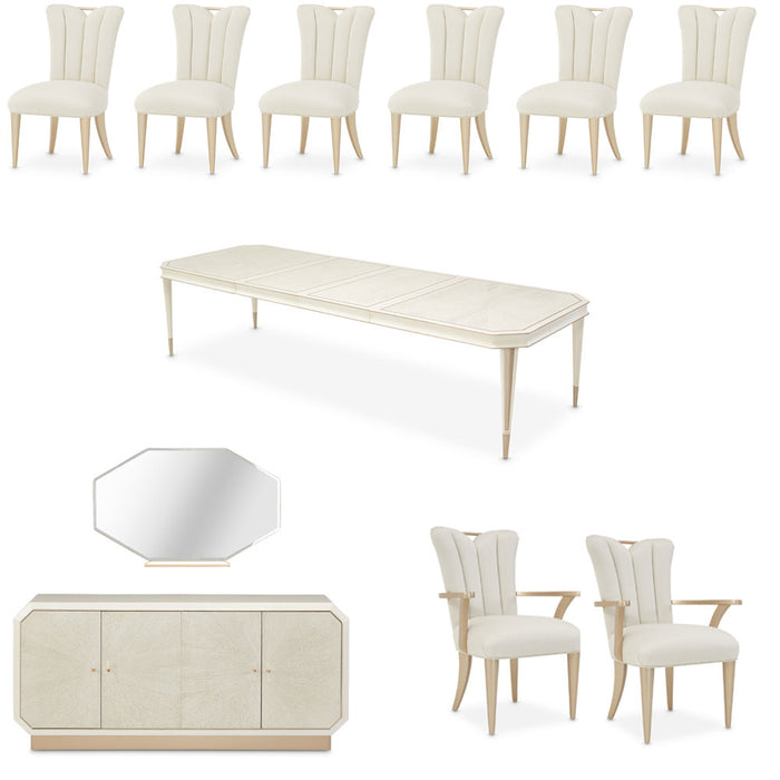 AICO Furniture - La Rachelle 11 Piece Dining Room Set in Medium Champagne - 9034000-136-11SET - GreatFurnitureDeal