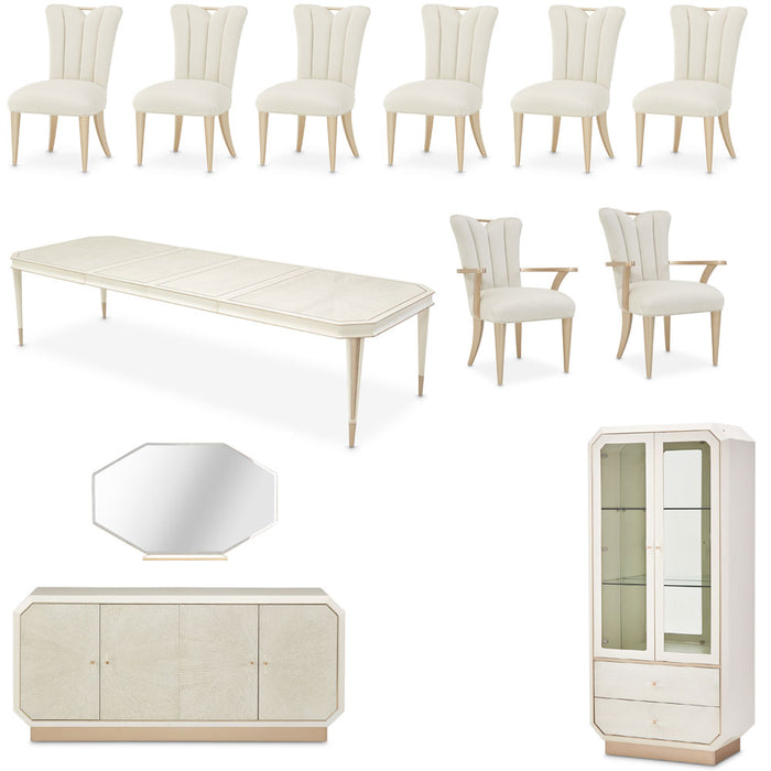 AICO Furniture - La Rachelle 12 Piece Dining Room Set in Medium Champagne - 9034000-136-12SET