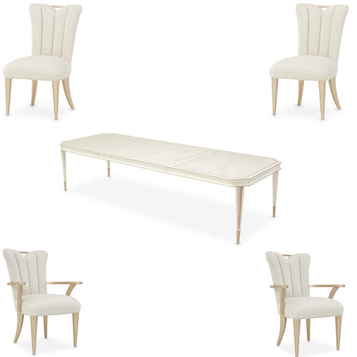 AICO Furniture - La Rachelle 5 Piece Dining Room Set in Medium Champagne - 9034000-136-5SET - GreatFurnitureDeal