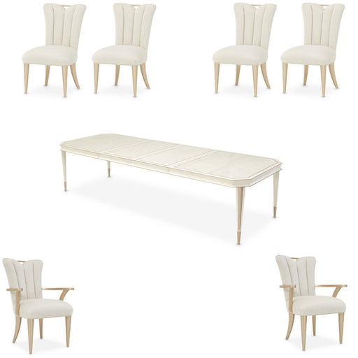 AICO Furniture - La Rachelle 7 Piece Dining Room Set in Medium Champagne - 9034000-136-7SET - GreatFurnitureDeal