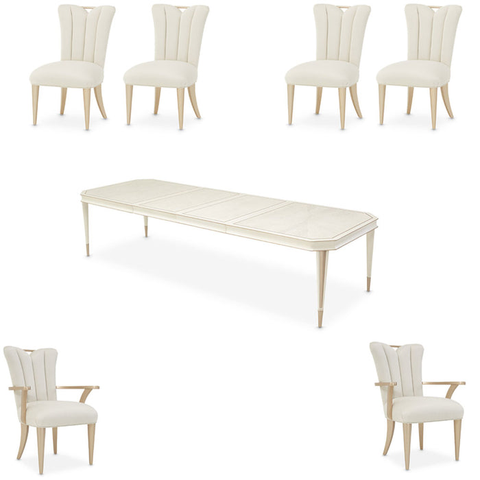 AICO Furniture - La Rachelle 7 Piece Dining Room Set in Medium Champagne - 9034000-136-7SET