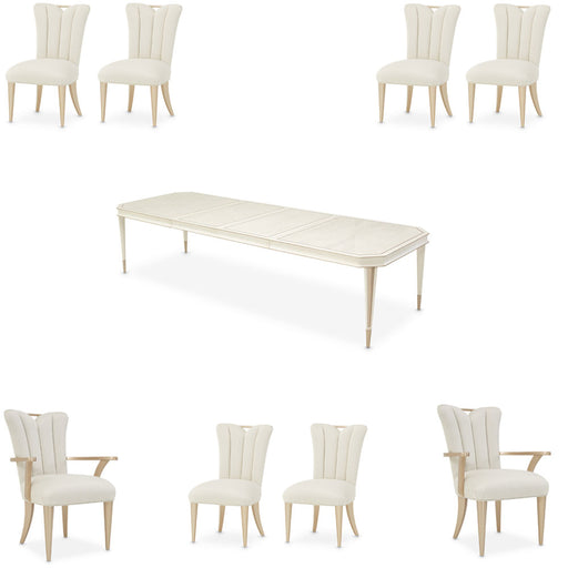AICO Furniture - La Rachelle 9 Piece Dining Room Set in Medium Champagne - 9034000-136-9SET - GreatFurnitureDeal
