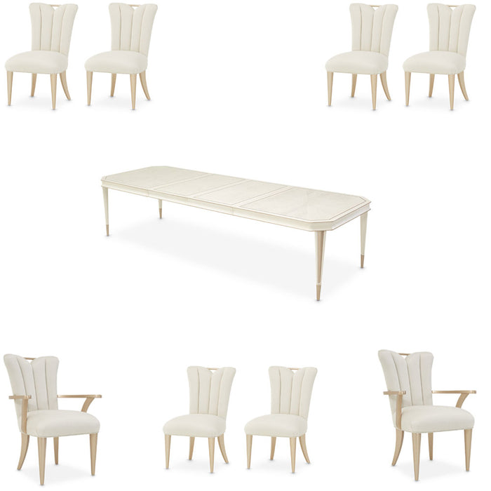 AICO Furniture - La Rachelle 9 Piece Dining Room Set in Medium Champagne - 9034000-136-9SET