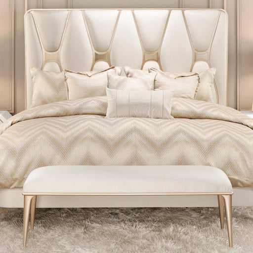 AICO Furniture - La Rachelle Eastern King Upholstered Panel Bed in Medium Champagne - 9034000EK-136 - GreatFurnitureDeal