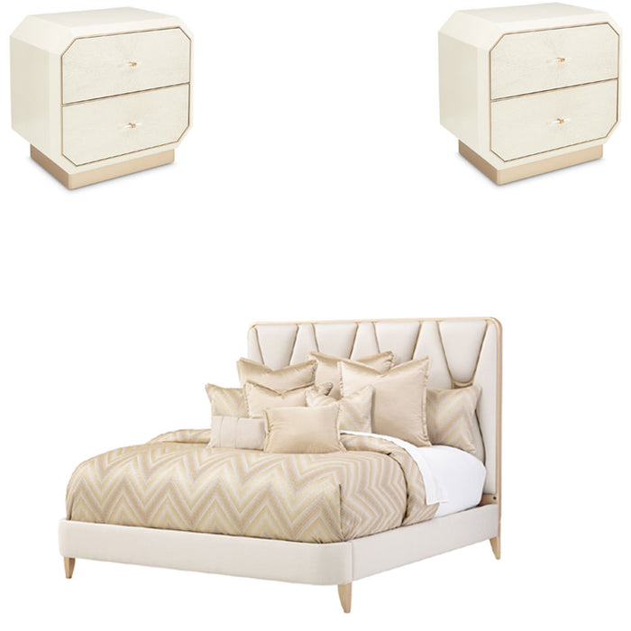 AICO Furniture - La Rachelle 3 Piece Queen Bedroom Set in Medium Champagne - 9034000QN-136-3SET - GreatFurnitureDeal