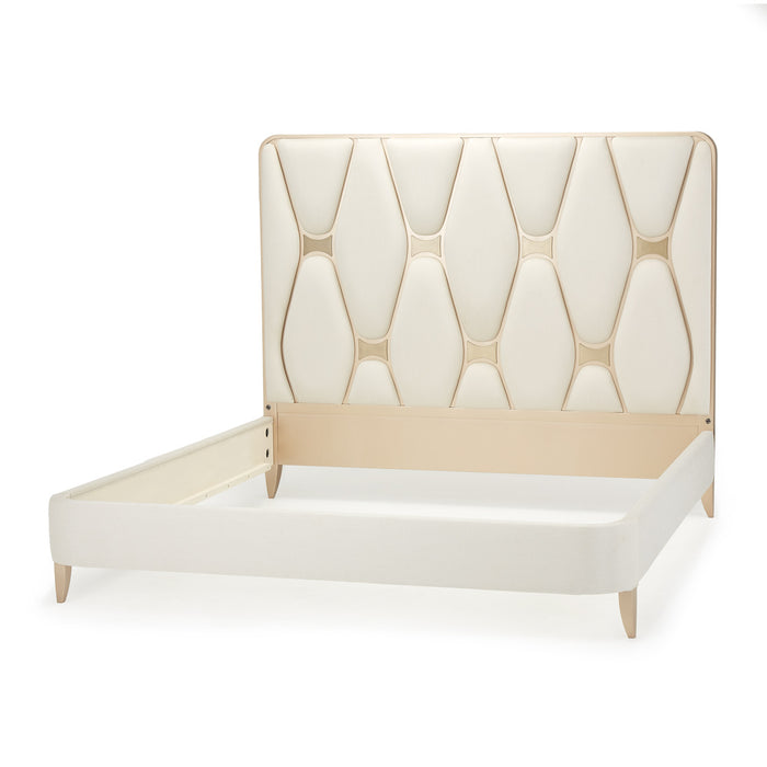 AICO Furniture - La Rachelle California Upholstered Panel Bed in Medium Champagne - 9034000CK-136 - GreatFurnitureDeal