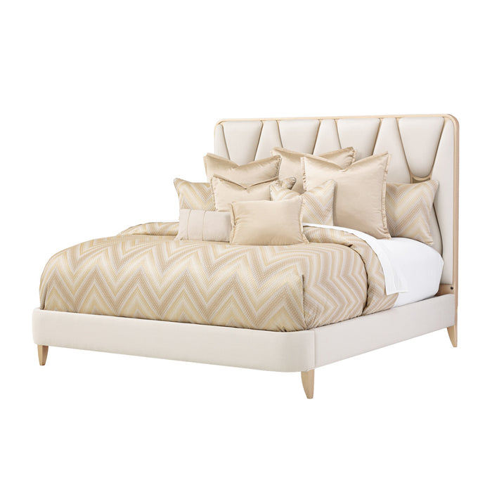 AICO Furniture - La Rachelle Eastern King Upholstered Panel Bed in Medium Champagne - 9034000EK-136
