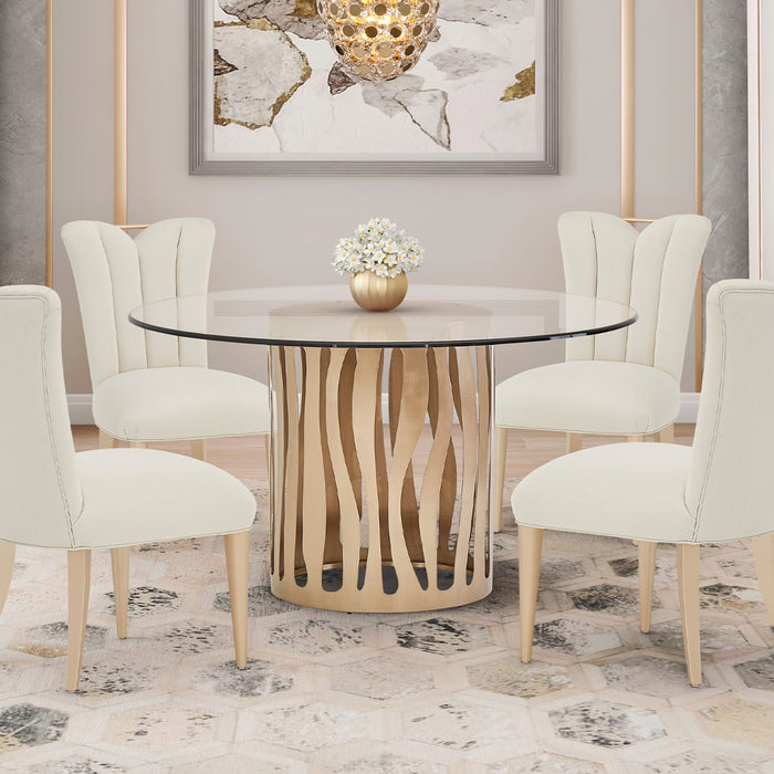 AICO Furniture - La Rachelle 54 Round Dining Table in Medium Champagne - 9034001RND-136 - GreatFurnitureDeal