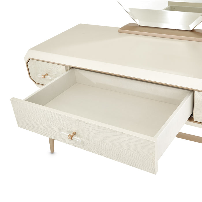 AICO Furniture - La Rachelle 3 Piece Vanity Desk Set in Medium Champagne - 9034058VAN3-136
