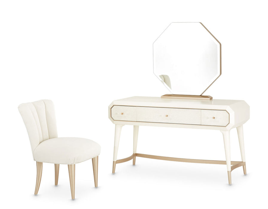 AICO Furniture - La Rachelle 3 Piece Vanity Desk Set in Medium Champagne - 9034058VAN3-136 - GreatFurnitureDeal