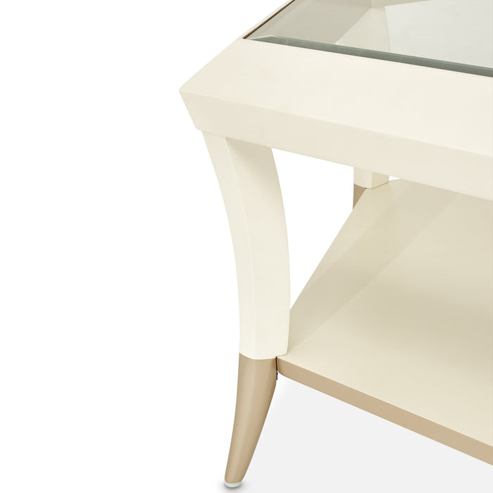 AICO Furniture - La Rachelle Hexagon Cocktail Table W/Glass in Medium Champagne - 9034201-136 - GreatFurnitureDeal