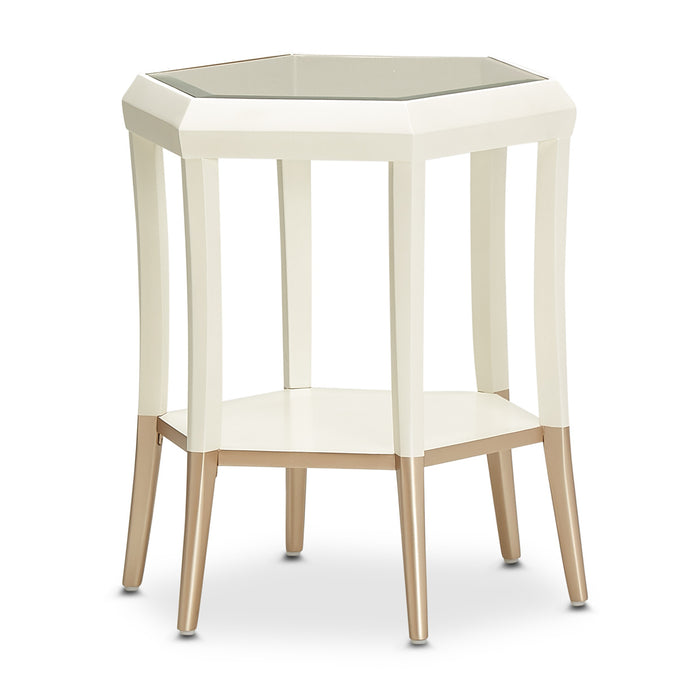 AICO Furniture - La Rachelle Hexagon Accent Table in Medium Champagne - 9034222-136 - GreatFurnitureDeal