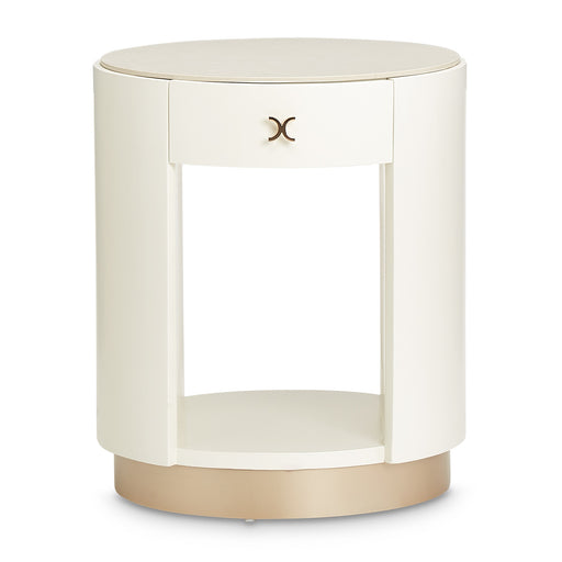 AICO Furniture - La Rachelle Round End Table W/ Marble Top in Medium Champagne - 9034224-136 - GreatFurnitureDeal