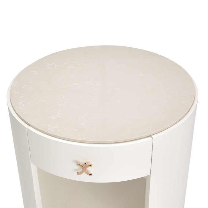 AICO Furniture - La Rachelle Round End Table W/ Marble Top in Medium Champagne - 9034224-136 - GreatFurnitureDeal