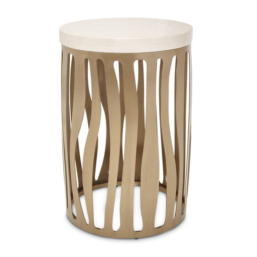 AICO Furniture - La Rachelle Round Chair Side Table W/Metal Base in Medium Champagne - 9034226-822 - GreatFurnitureDeal