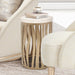 AICO Furniture - La Rachelle Round Chair Side Table W/Metal Base in Medium Champagne - 9034226-822 - GreatFurnitureDeal