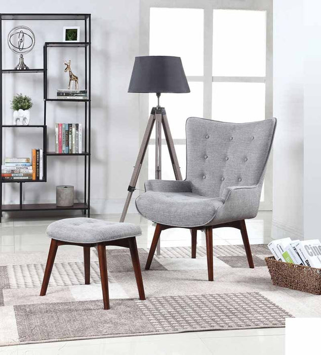 Coaster Furniture - Gray Accent Chair With Ottoman - 904119 - Room View