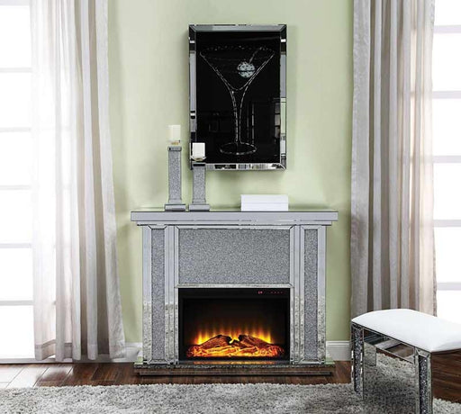Acme Furniture - Nowles Mirrored & Faux Stones Fireplace - 90457 - GreatFurnitureDeal