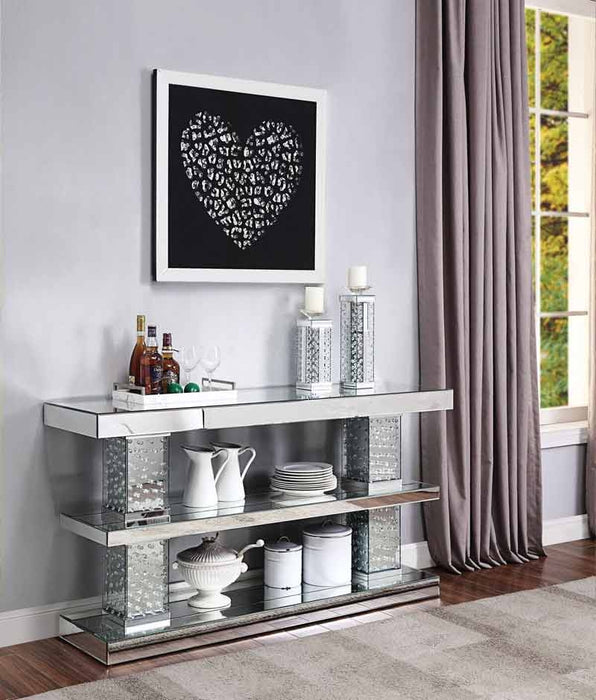 Acme Furniture - Nysa Mirrored & Faux Crystals Console Table - 90460
