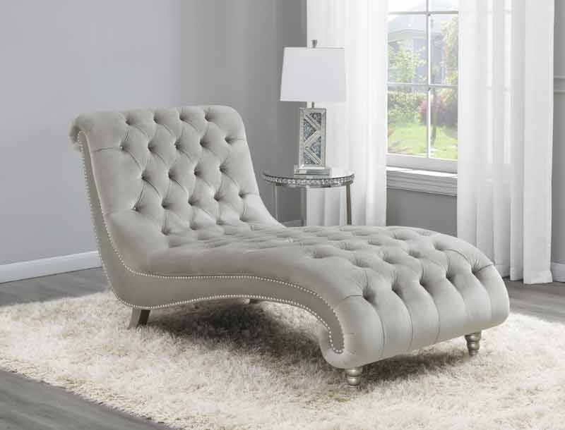 Coaster Furniture - Tufted Cushion Chaise in Grey - 905468