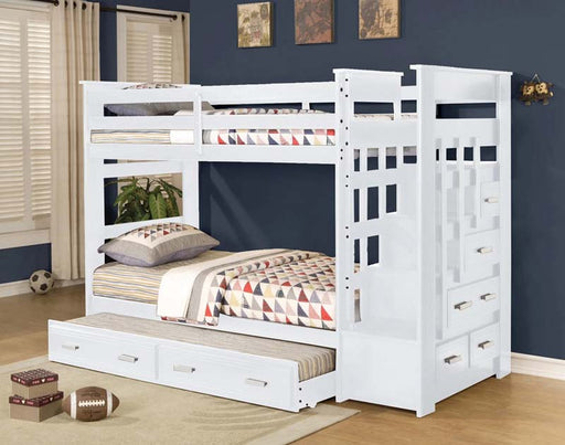 Myco Furniture - Beckley Twin over Twin Storage Bunkbed in White - 9075-WH - GreatFurnitureDeal