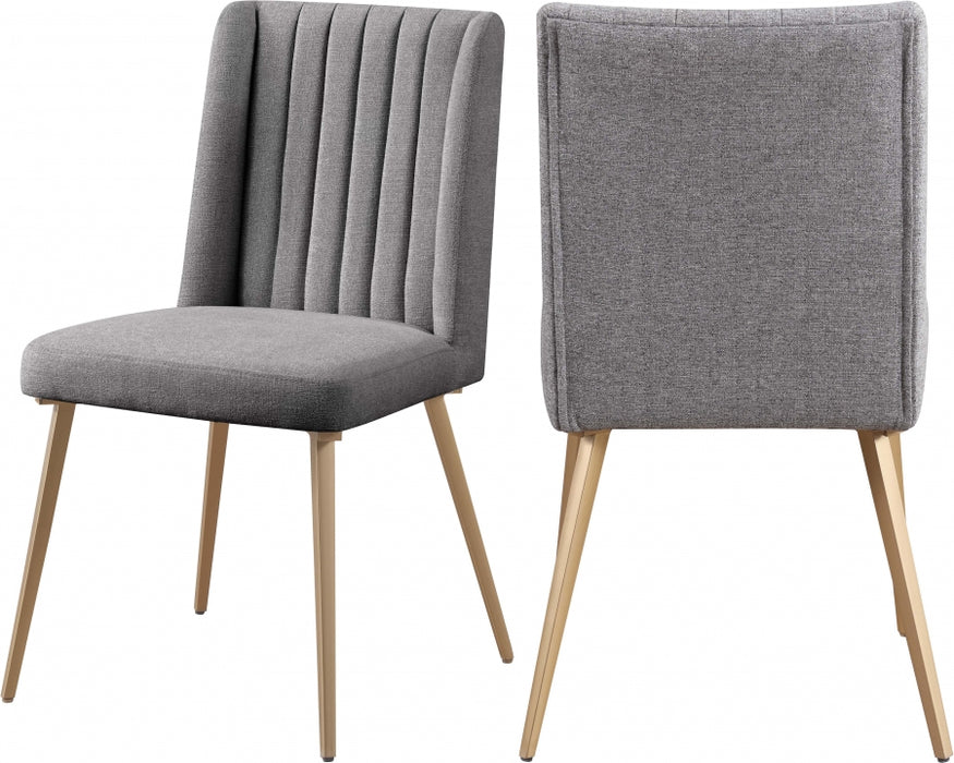 Meridian Furniture - Eleanor Linen Dining Chair Set of 2 in Grey - 932Grey-C