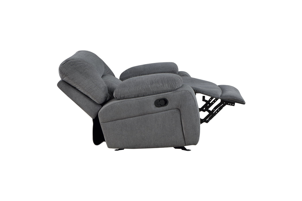 GFD Home - Ohio Manual Recliner 3Pc Living Room Set Made With Chenille Upholstery in Gray - GreatFurnitureDeal