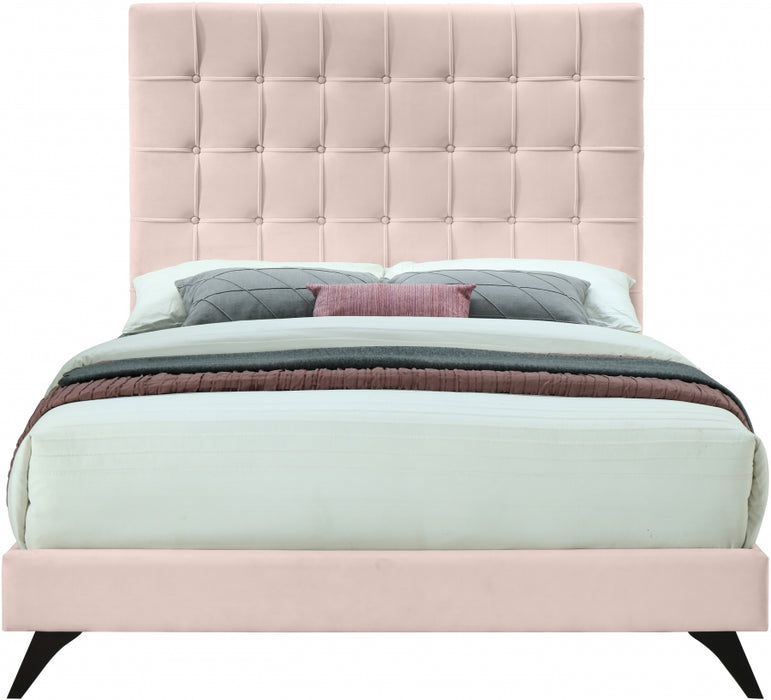 Meridian Furniture - Elly Velvet King Bed in Pink - EllyPink-K - GreatFurnitureDeal