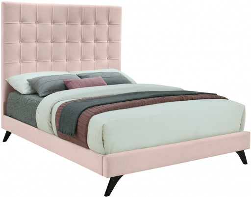 Meridian Furniture - Elly Velvet Queen Bed in Pink - EllyPink-Q - GreatFurnitureDeal