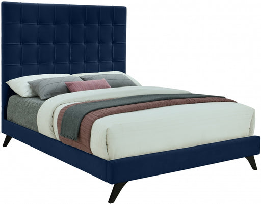 Meridian Furniture - Elly Velvet King Bed in Navy - EllyNavy-K - GreatFurnitureDeal