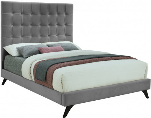 Meridian Furniture - Elly Velvet King Bed in Grey - EllyGrey-K - GreatFurnitureDeal