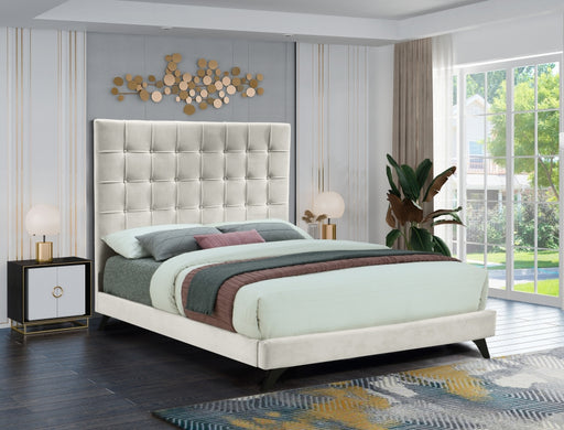 Meridian Furniture - Elly Velvet King Bed in Cream - EllyCream-K - GreatFurnitureDeal