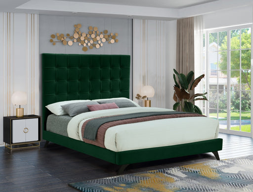 Meridian Furniture - Elly Velvet King Bed in Green - EllyGreen-K - GreatFurnitureDeal