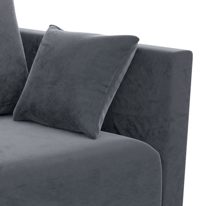 GFD Home - Sectional Sofa U shape Velvet Square Arm Sofa with 6 Pillows for Living Room, Grey - GreatFurnitureDeal