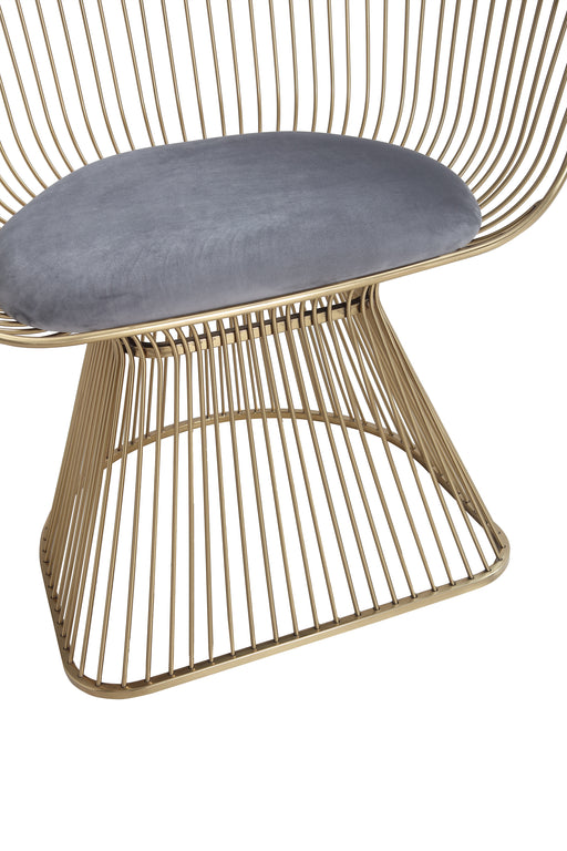 GFD Home - Modrest Chandler Modern Grey Velvet & Gold Dining Chair - GreatFurnitureDeal