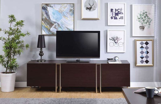 Acme Furniture - Cattoes Dark Walnut & Nickel TV Stand - 91795 - GreatFurnitureDeal